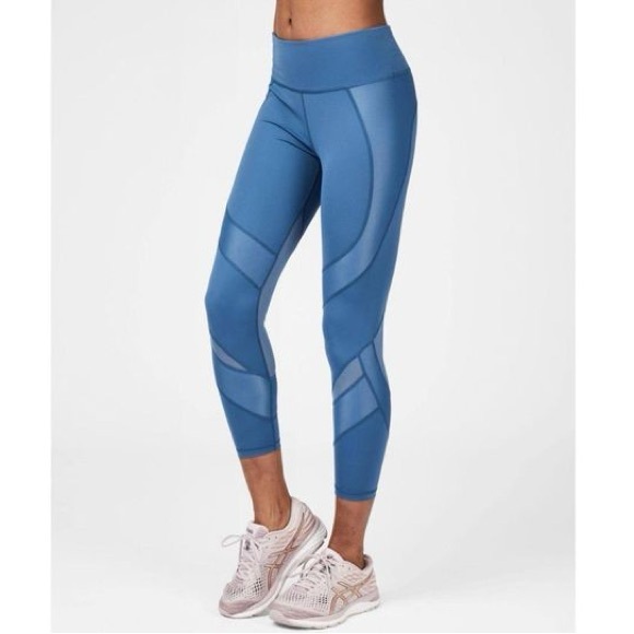 Sweaty Betty Pants - Sweaty Betty Blue High-Waist Mesh Leggings
